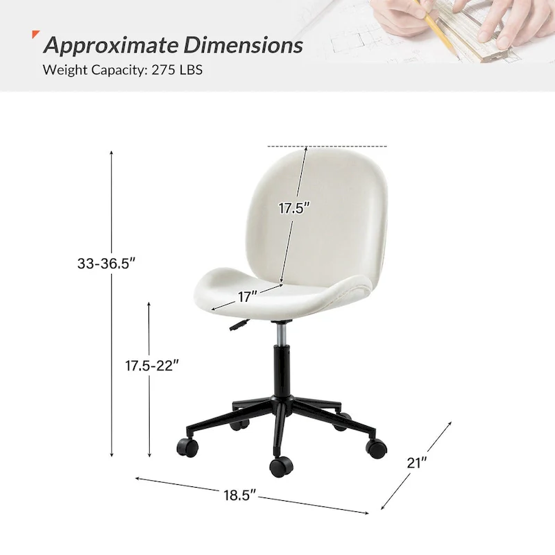 Ines Modern 0ffice Chair 360Whirling Armless With Metal Base by HULALA HOME