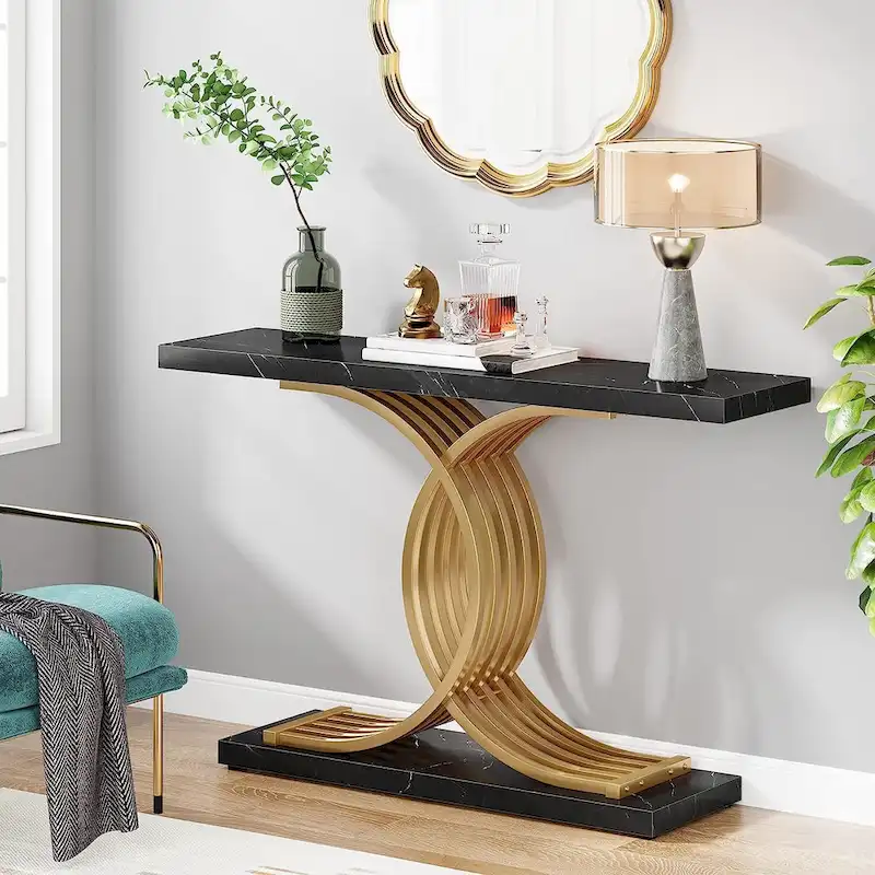 Console Table, Entryway Table with Geometric Legs, Sofa Table - 11.81D x 39.37W x 31.49H