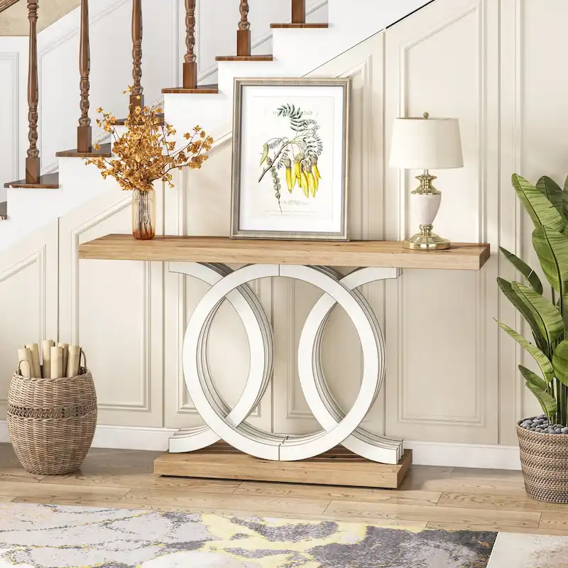Farmhouse Console Sofa Table, 55 Inches Entryway Hallway Foyer Table
