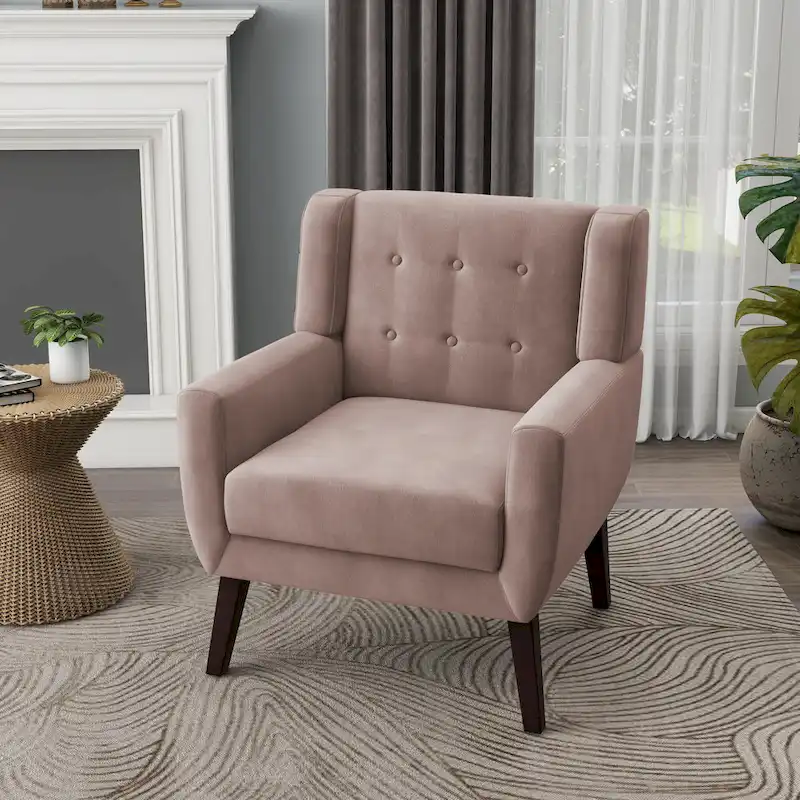 Velvet Upholstered Armchair Tufted Accent Chair