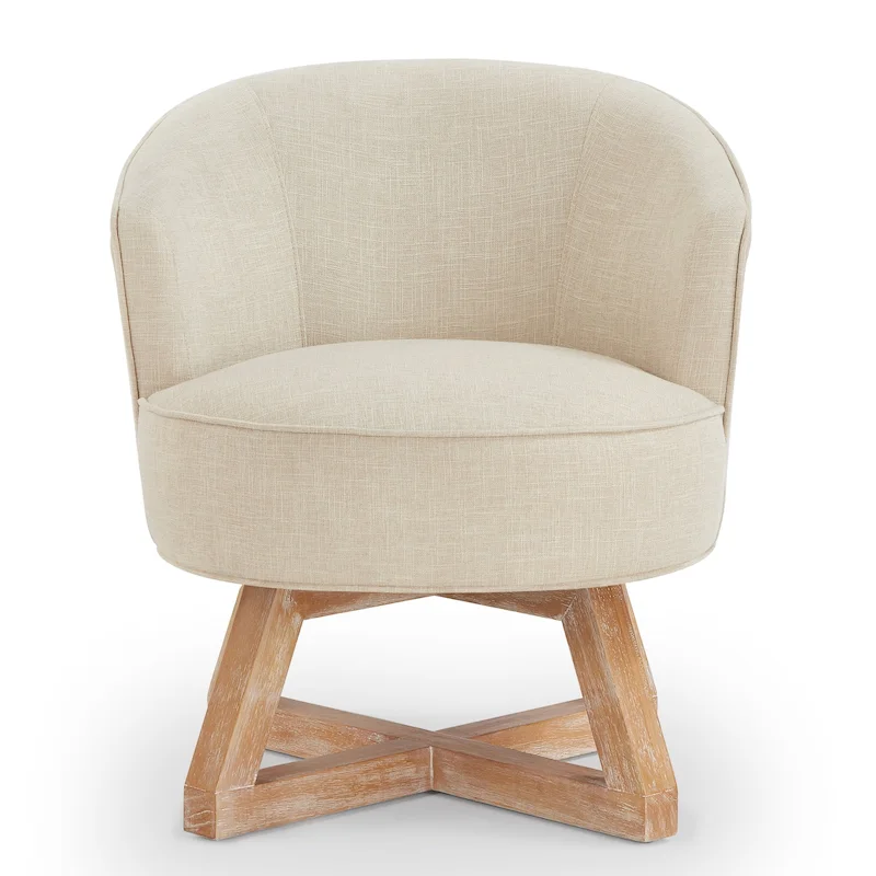 GDFStudio Swivel Accent Chair with Cross-shaped Wooden Base