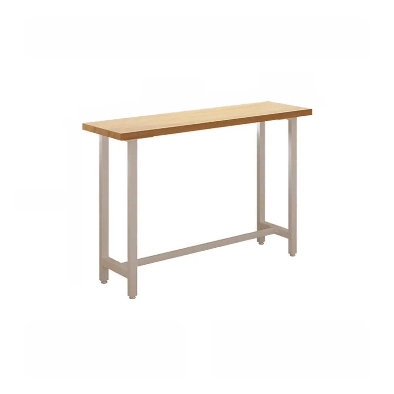 Natural Wooden Top Bar Table Metal Base with Footrest