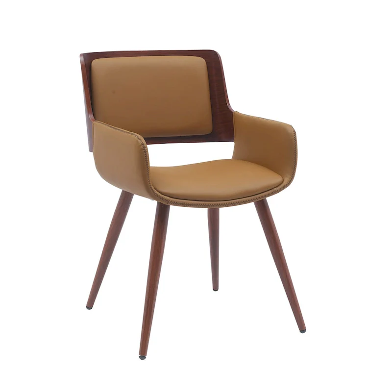 Faux Leather Mid-Century Dining Chair with Metal Legs