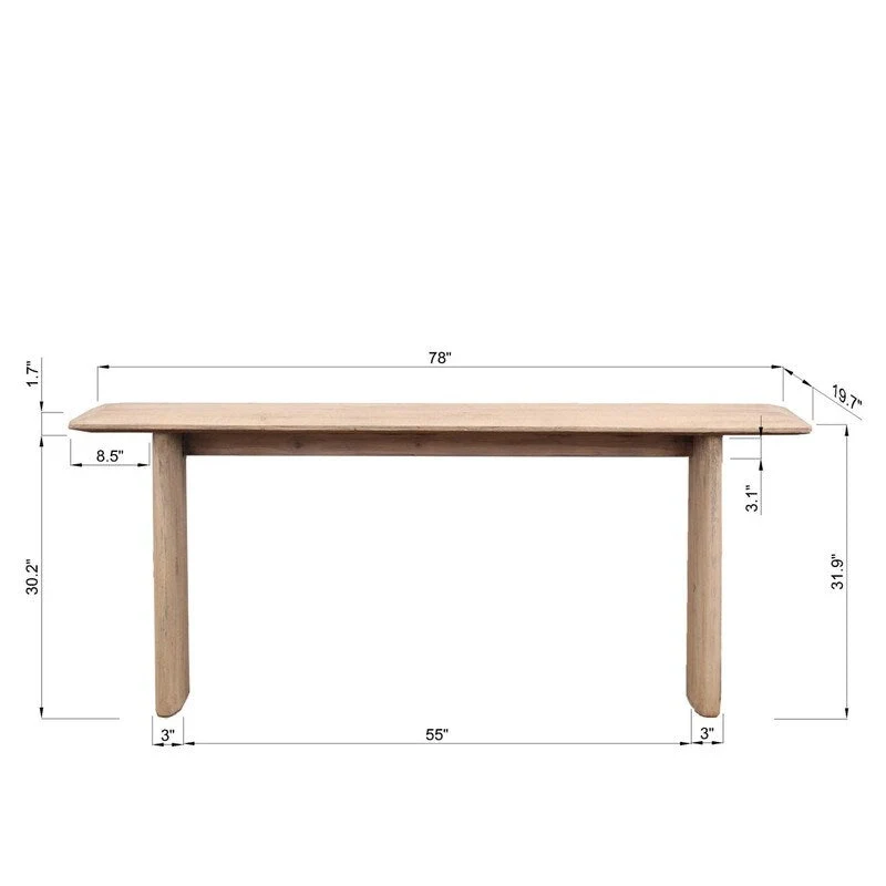 78-Inch Entryway Table — Weathered Natural Wood Finish