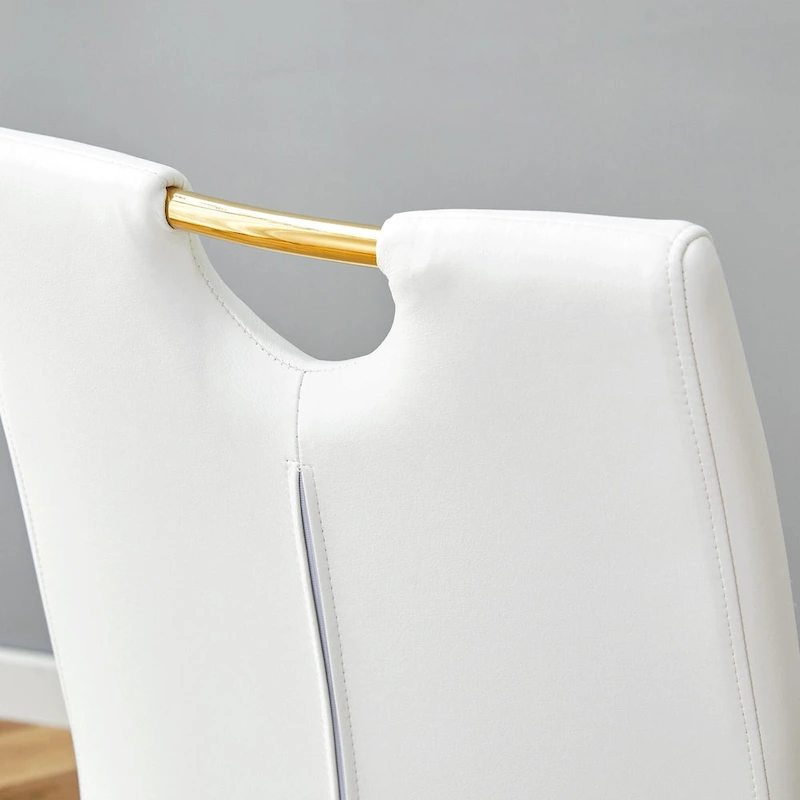 PU Dining Chair Set, Uniquely Designed Black Dining Chairs, Pu Material, Paired With Gold Metal Chair Legs (Set Of 4)