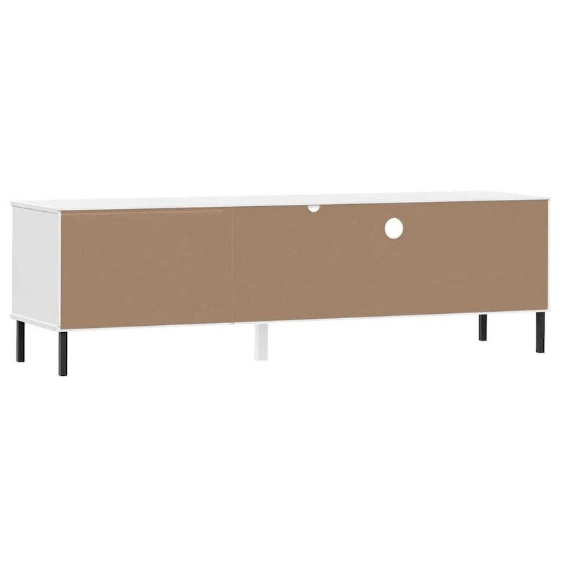 vidaXL TV Stand TV Console TV Console with Metal Legs Solid Wood Pine OSLO - 62.2 x 15.7 x 18.3
