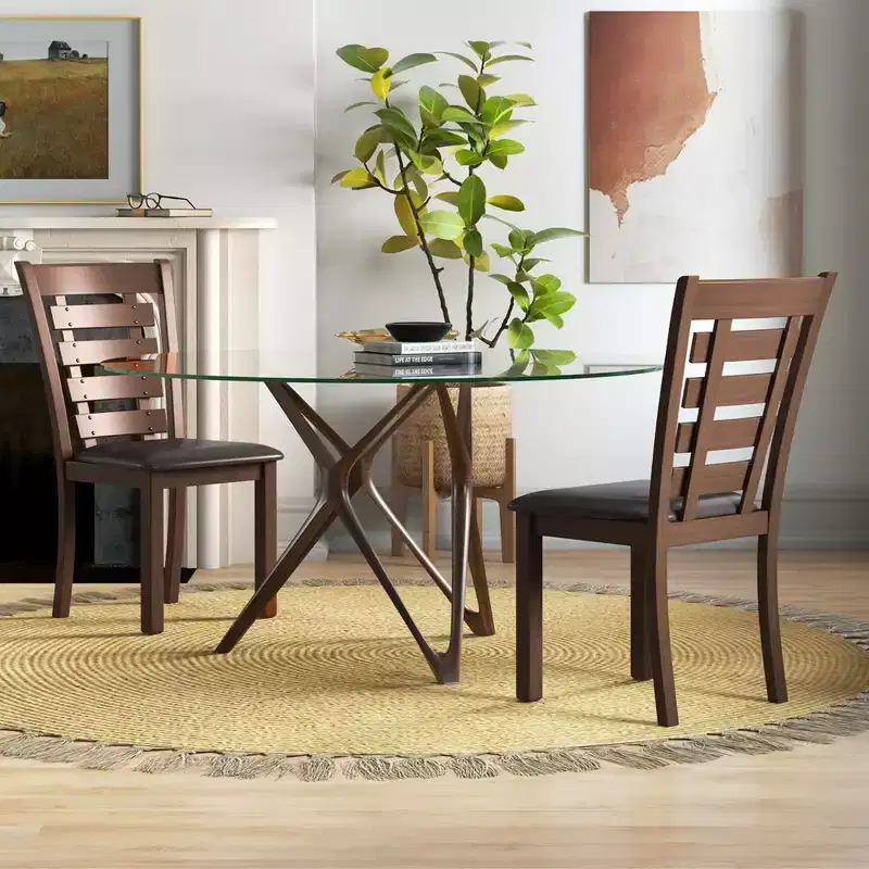 Costway Wooden Dining Chairs Set of 2/4 with Upholstered Seat & Rubber High Back Brown