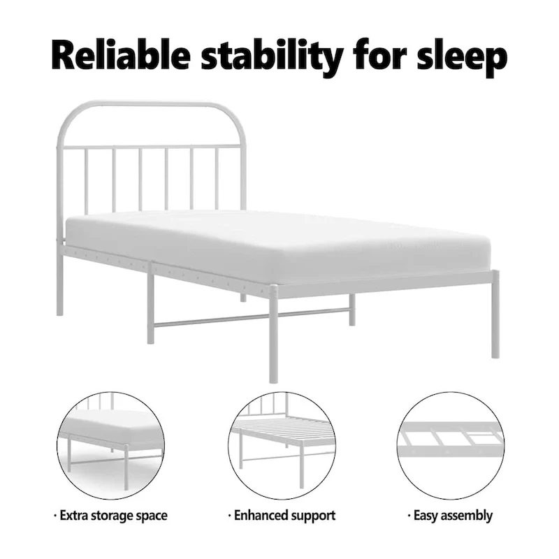 vidaXL 12 Inches Metal Bed Frame No Mattress