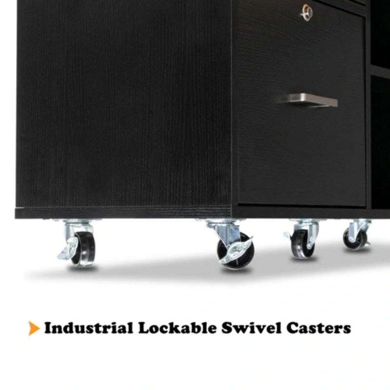 Black Wood Grain 4-drawers Wooden File Cabinet