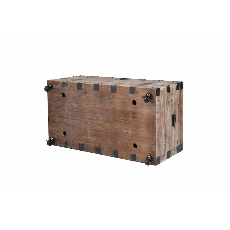 Antique Reclaimed Wood Gray Trunk and Side Table, Set of 3