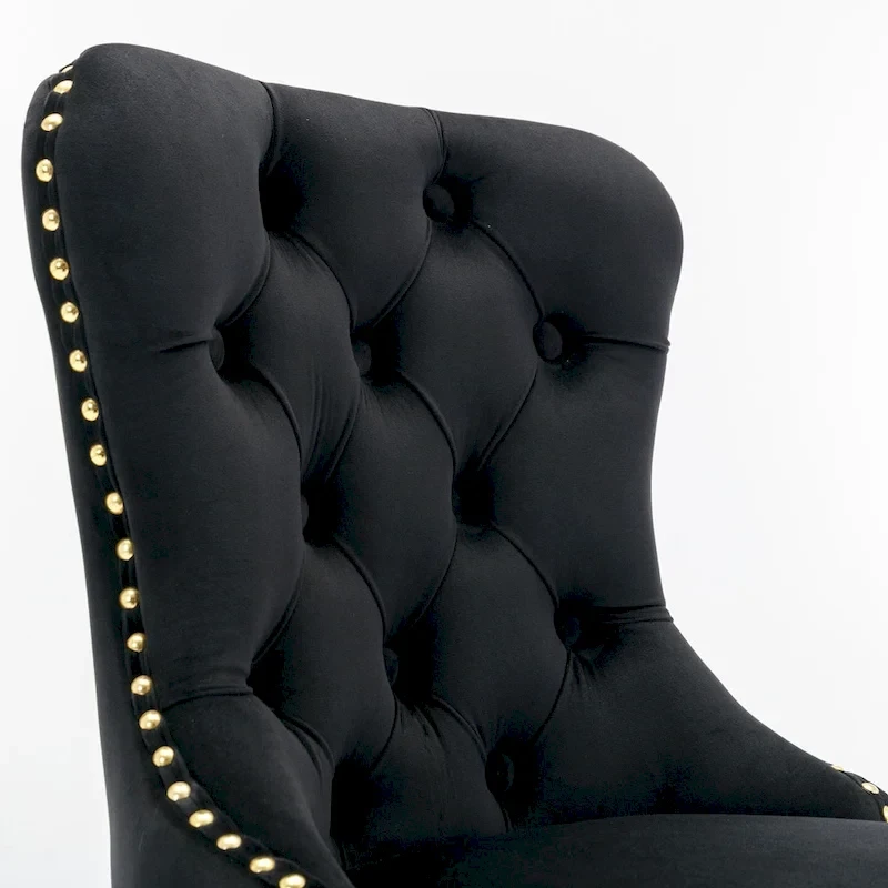 Thick Gold Velvet Swivel Bar Stool Adjustable Height Backrest