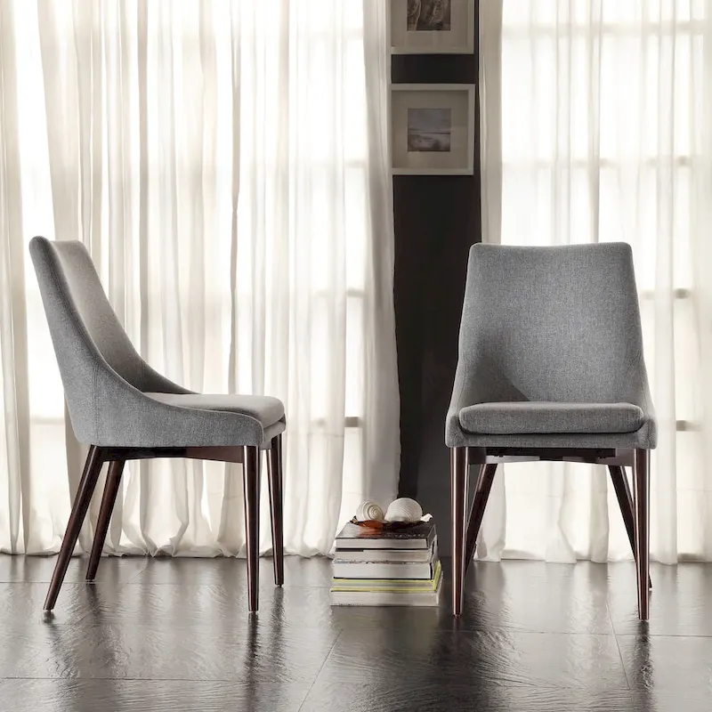 Sasha Mid-century Grey Fabric Upholstered Tapered Leg Dining Chairs (Set of 2) iNSPIRE Q Modern