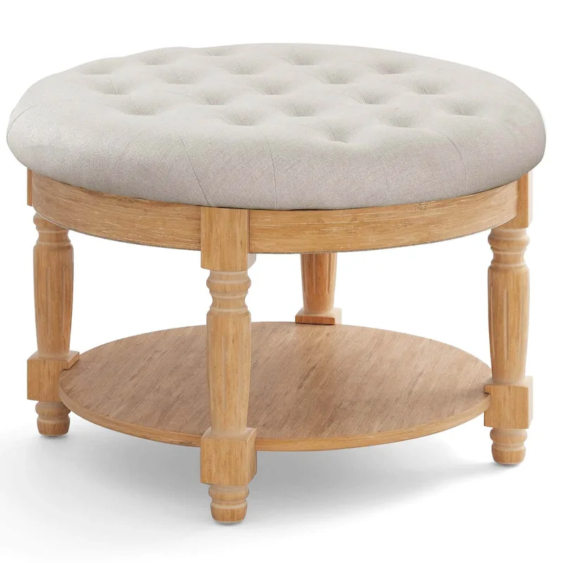 Costway 29 Large Round Ottoman Coffee Table Storage Bench with