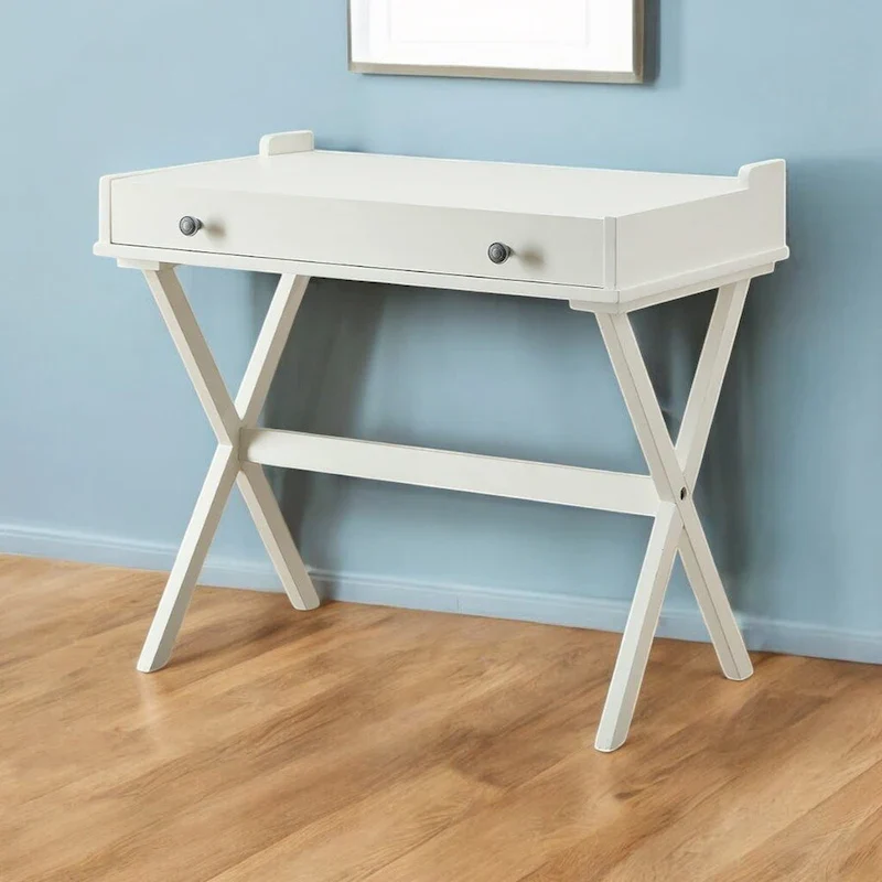 HomeRoots 34 Antiqued White Wood Flip Top Desk
