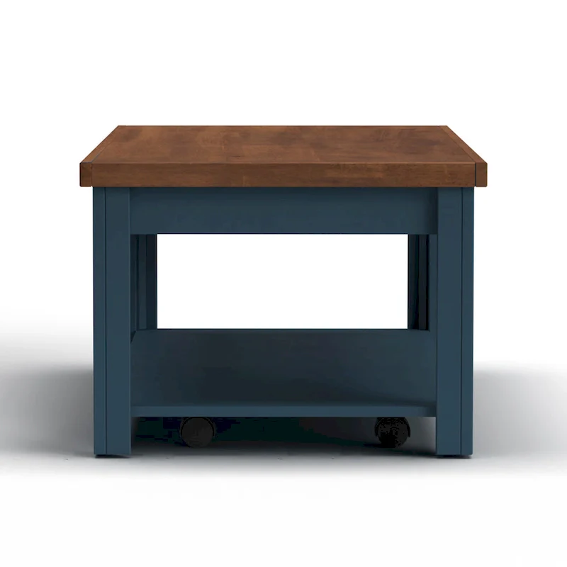 Bridgevine Home Nantucket 48 inch Coffee Table, No Assembly Required, Blue Denim and Whiskey