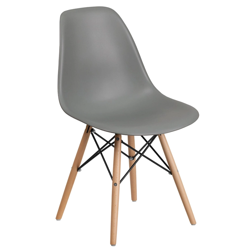 Plastic Chair with Wooden Legs