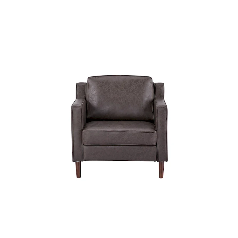 Sedona Modern Accent Chair, Faux Linen / Vegan Leather Armchair