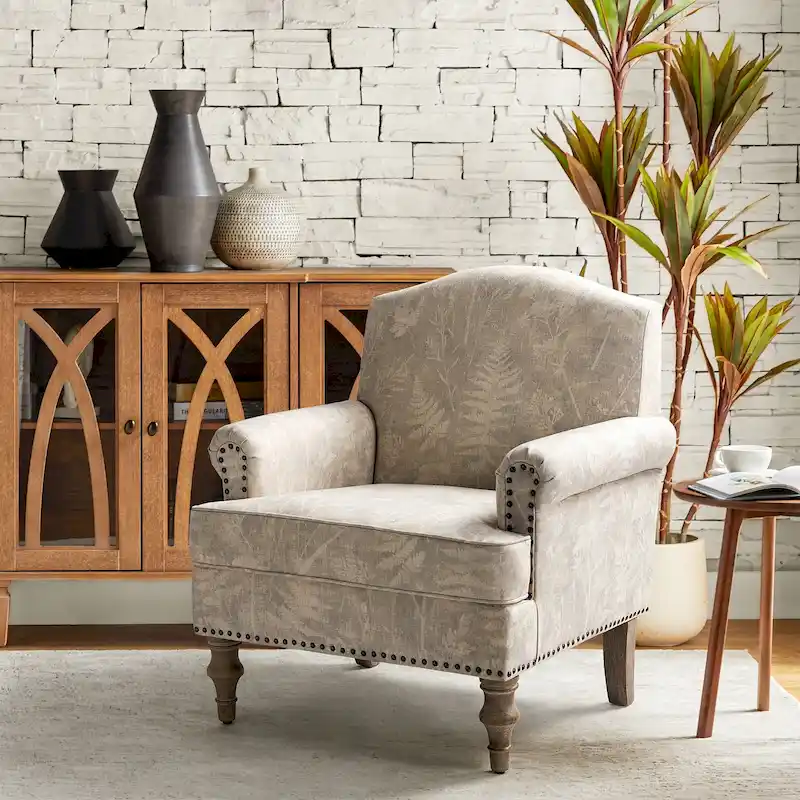 Yahweh Farmhouse Nailhead Armchair with Rolled Arms by HULALA HOME