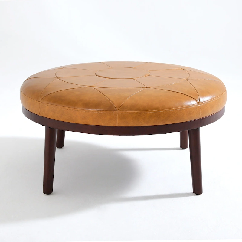 34.5 W Full-Grain Genuine Italian Leather Ottoman Set of 2