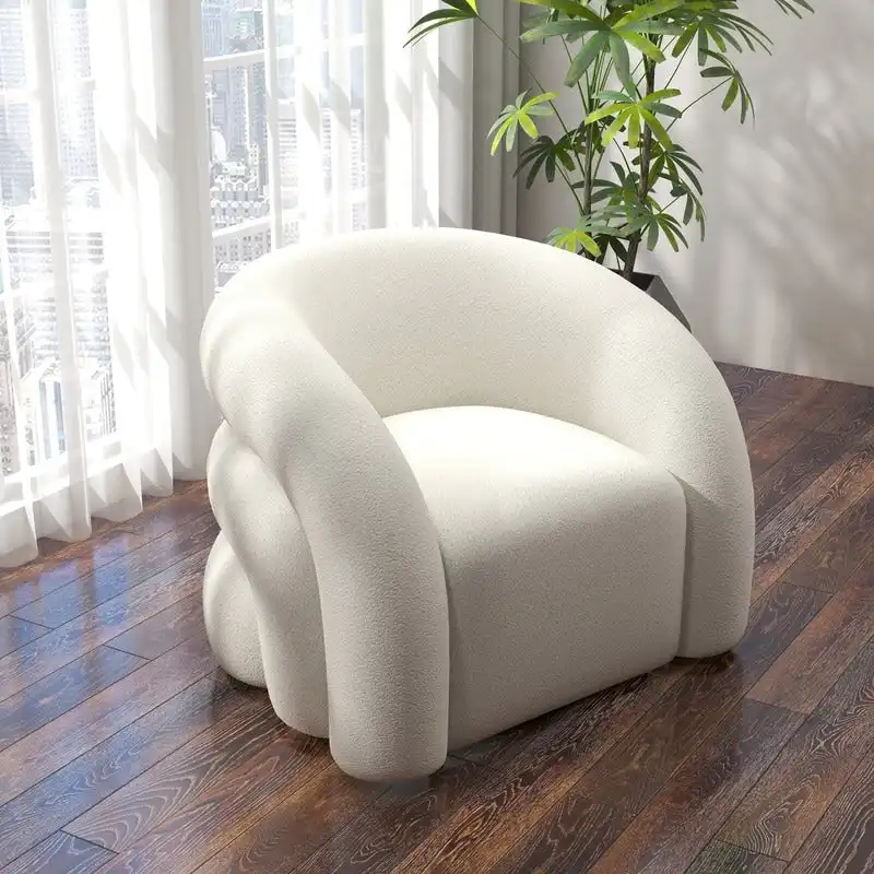SEYNAR Modern Glam 360 Degree Swivel Teddy Upholstered Accent Armchair with Tufted Back