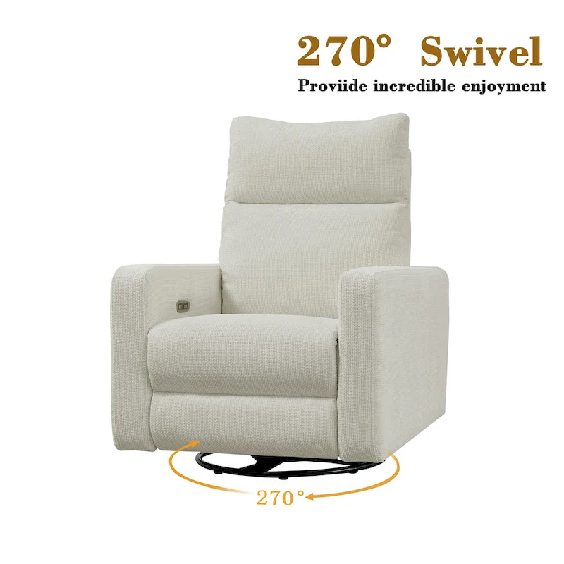 Olmas 33.5W Power Swivel Glider Recliner with USB Charger Set Of 2