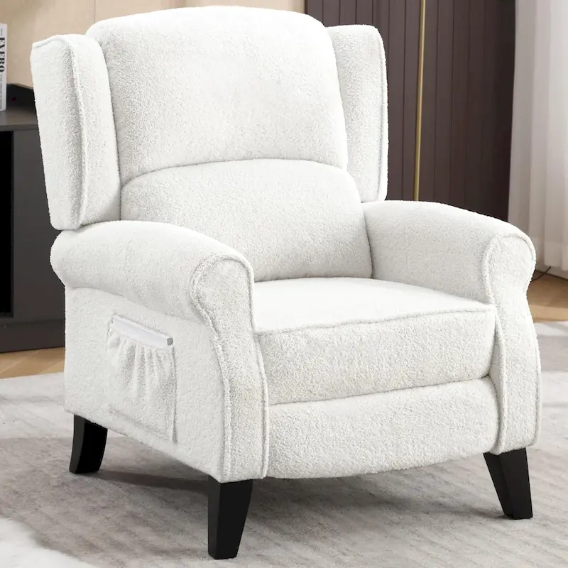HOMYKA Polyested Upholstered Pushback Recliner Accent Chair Wingback Armchair