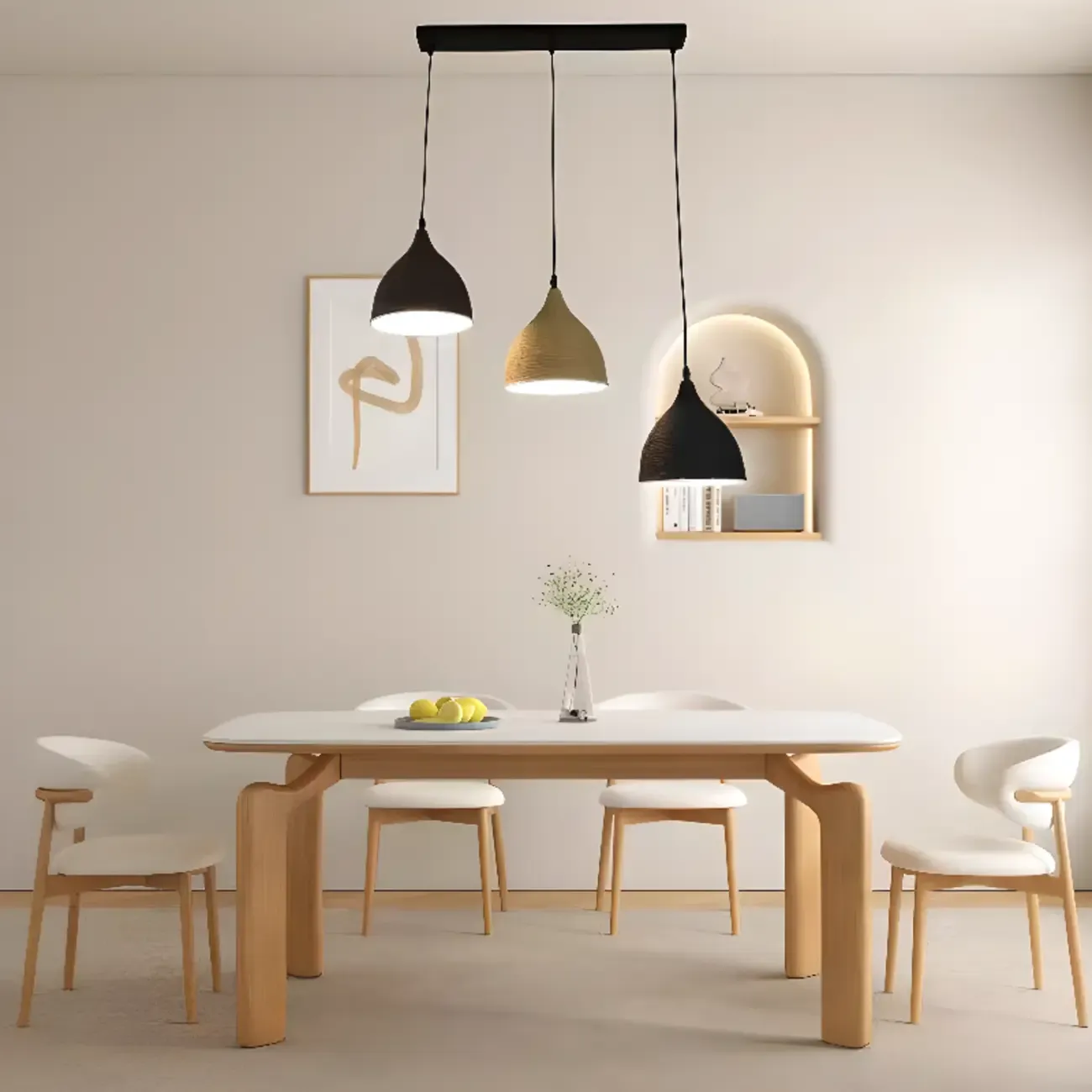 Modern Curved Tapered Adjustable Kitchen Island Pendant Light