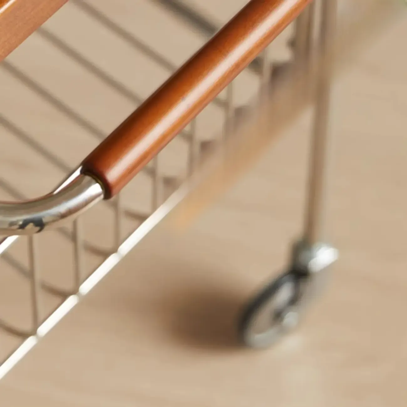 Brown Modern 2-Shelf Wood Rectangular Rolling Side Table