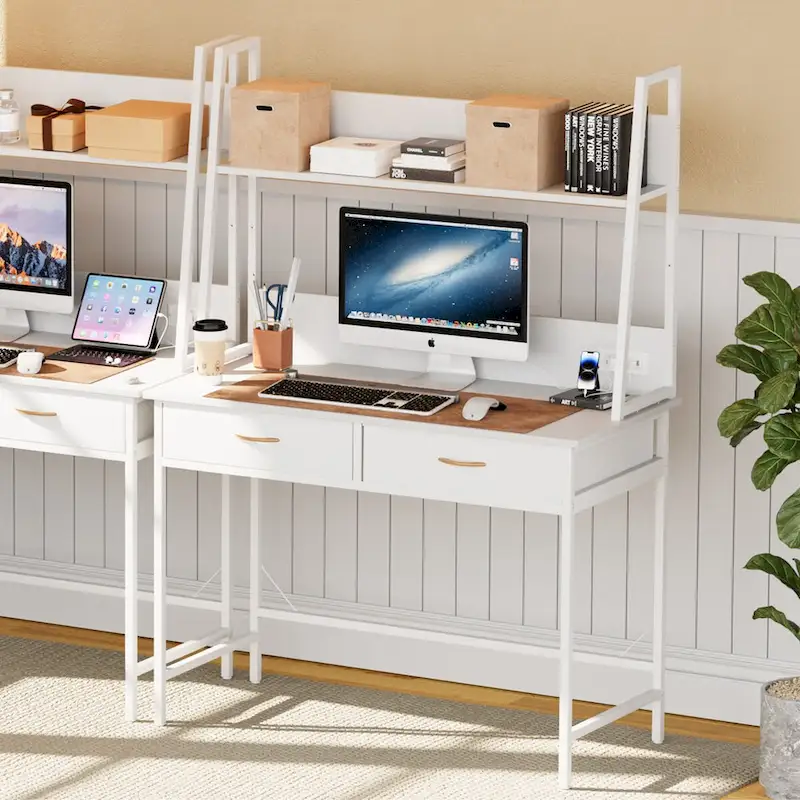 Computer Desk Home Office Desk with Power Outlet Study Writing Table
