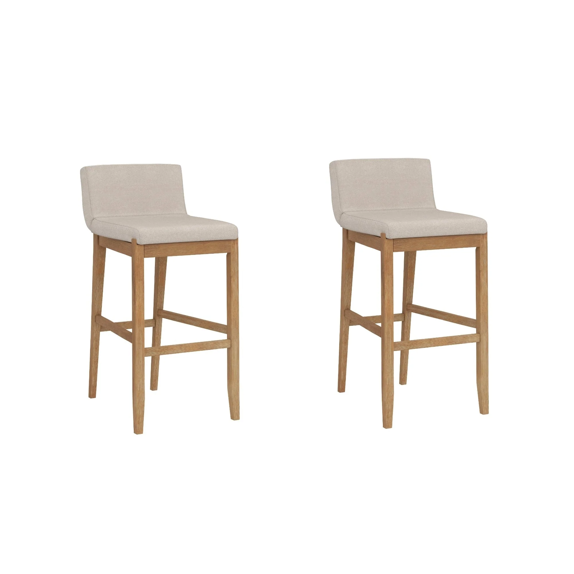 Gracie Modern Bar Stool, Boucle Upholstered Chair and Brushed Wooden Legs