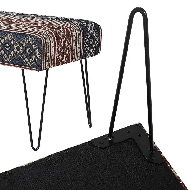 Adeco Bench Ottoman Fabric Rectangular Footrest Upholstered Bedroom