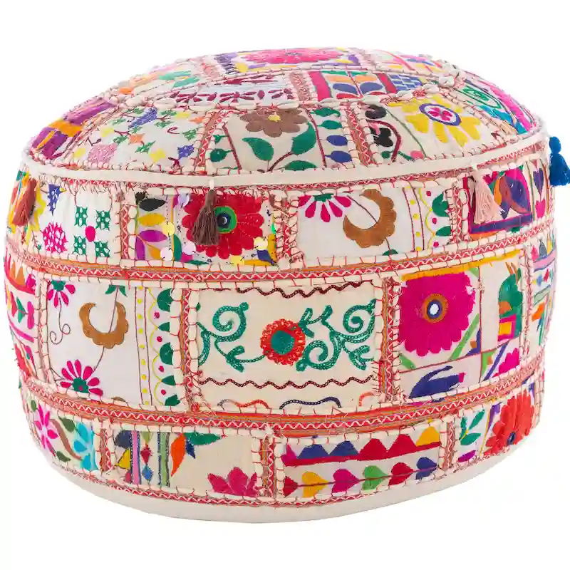 Geometric Acle Round Cotton 22-inch Pouf