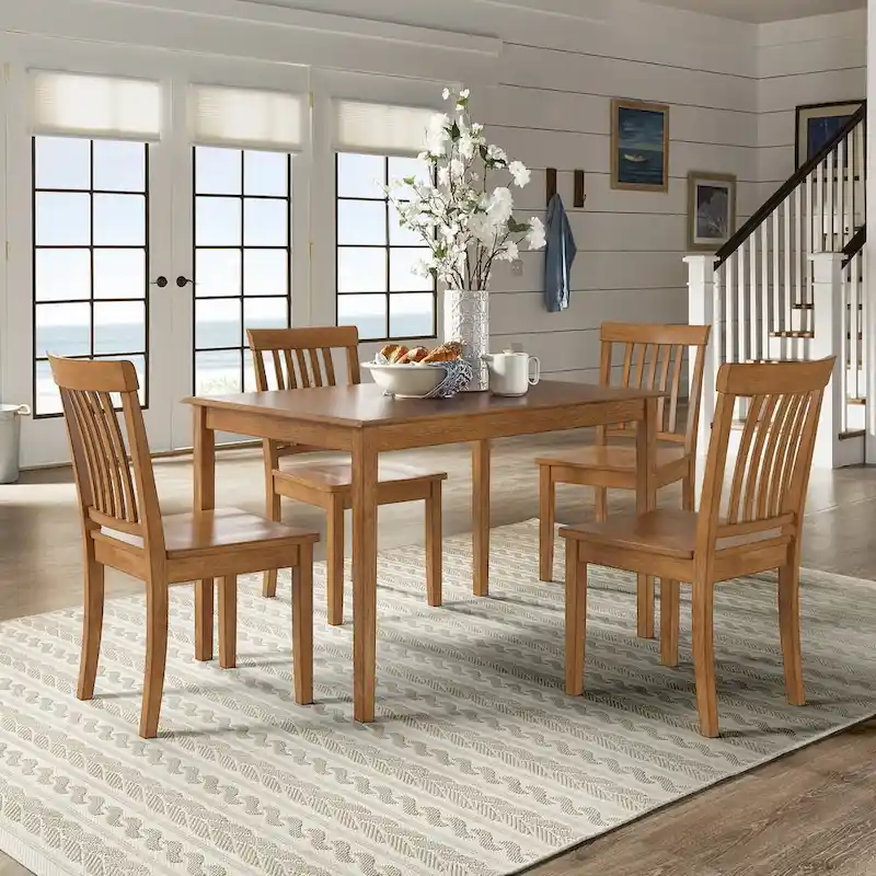 Wilmington II 48-Inch Rectangular Oak Finish 5-Piece Dining Set