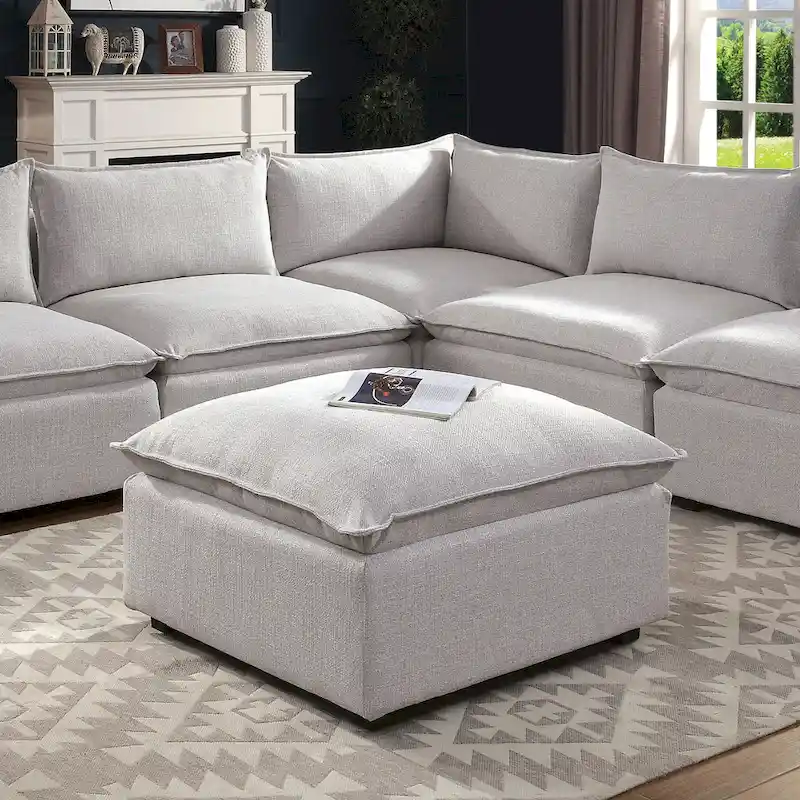 Fren Contemporary Grey Fabric Cocktail Ottoman by Furniture of America