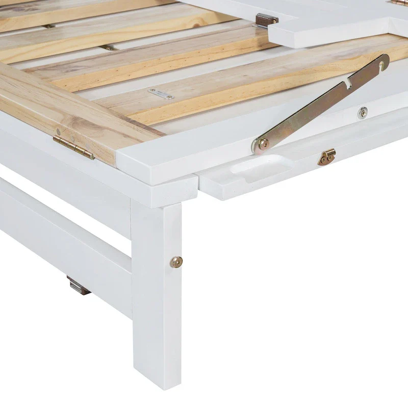 Queen Murphy Bed with Cabinet - White/Gray/Blue