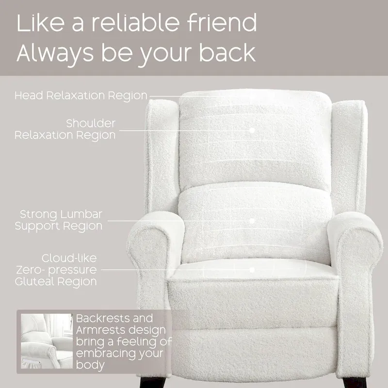 HOMYKA Manual Pushback Recliner Adjustable Accent Chair Wingback Armchair Set of 2