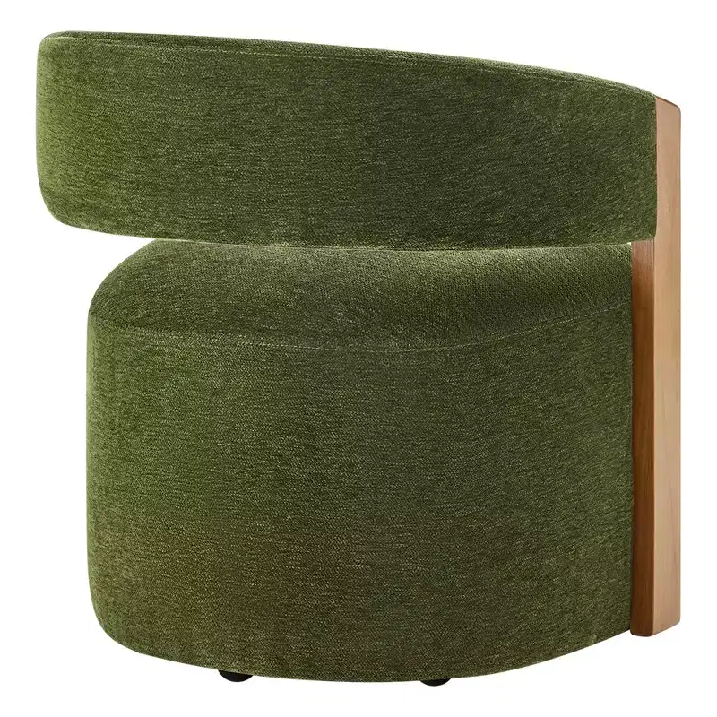 Spruce&Spring Upholstered Dining Chair with Wood Armrests & Hidden Wheels