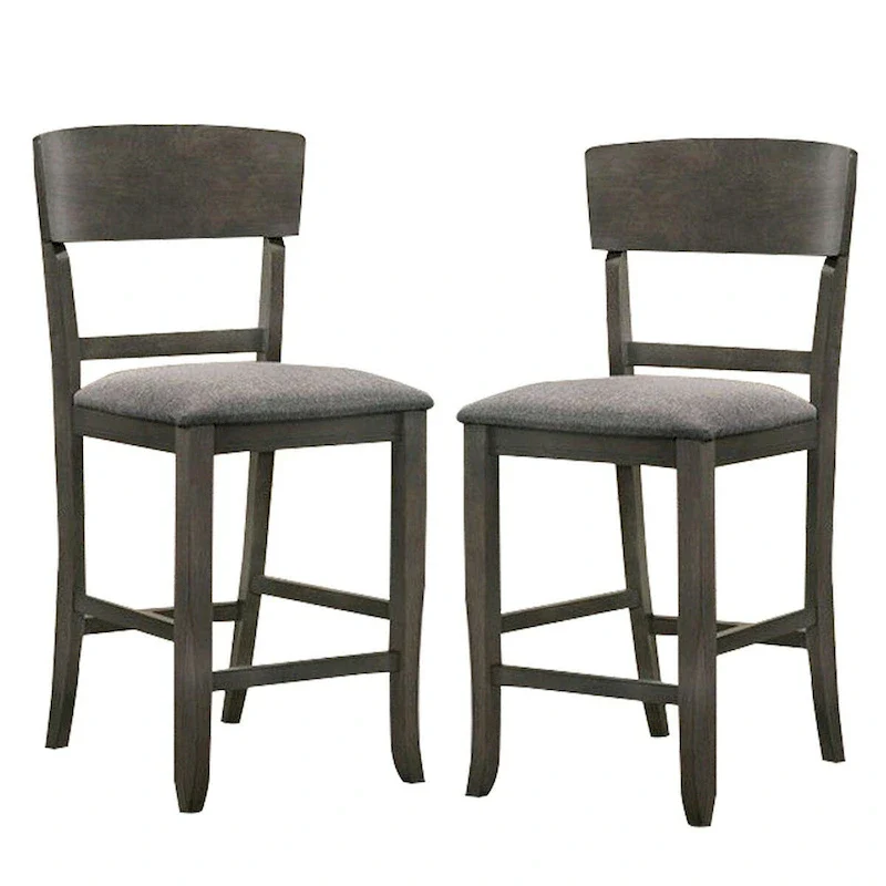 Wooden Counter Height Chair with Curved Back, Set of 2 - 18.5 L x 20.5 W x 40 H