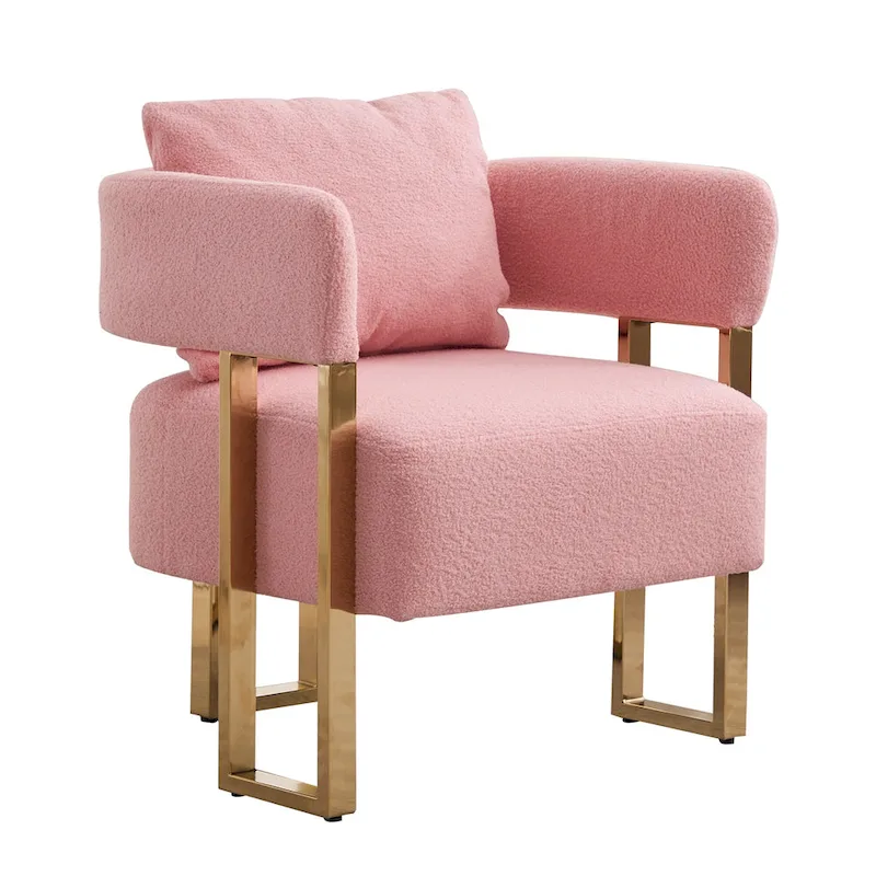 Pink 24.41 Upholstered Accent Chair with Gold Legs (Set of 2)