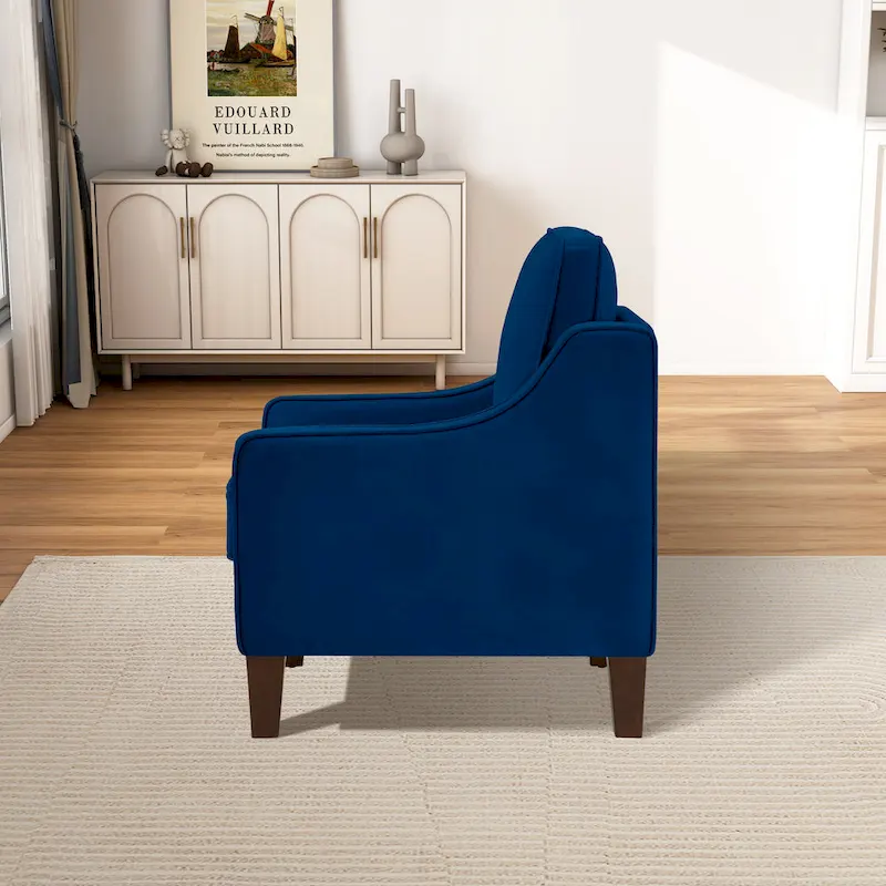 Modern Velvet Upholstered Accent Chair Single Sofa Armchair