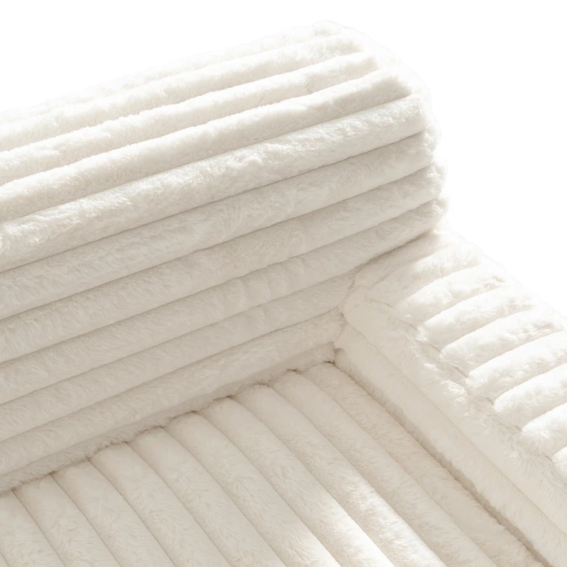 110 Faux Fur Cloud 3-Seater sat L-Shaped Sectional Sofa with Two Included Throw Pillows