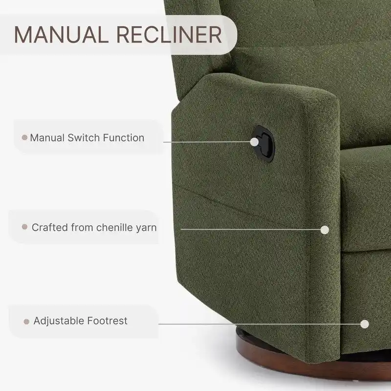 Lincoln Manual Swivel Glider Recliner with Lumbar Pillow