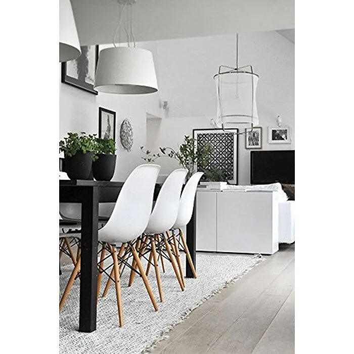 Designer Plastic Eiffel Chair Natural Wood Legs Retro Dining Armless With Back Desk Accent Living Room Side Dowel DSW