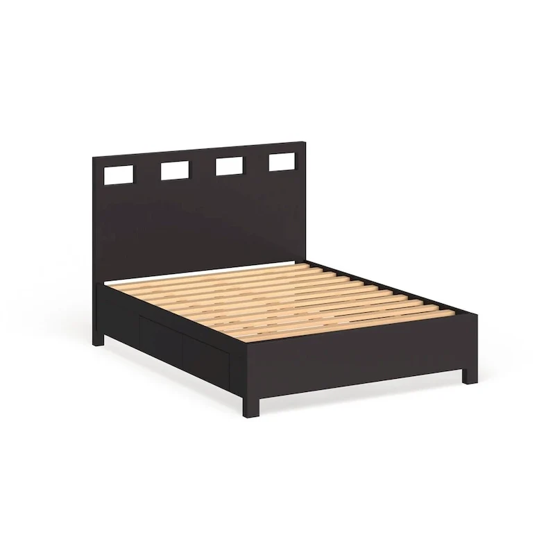 Rectangular Cutout Platform Storage Bed in Espresso