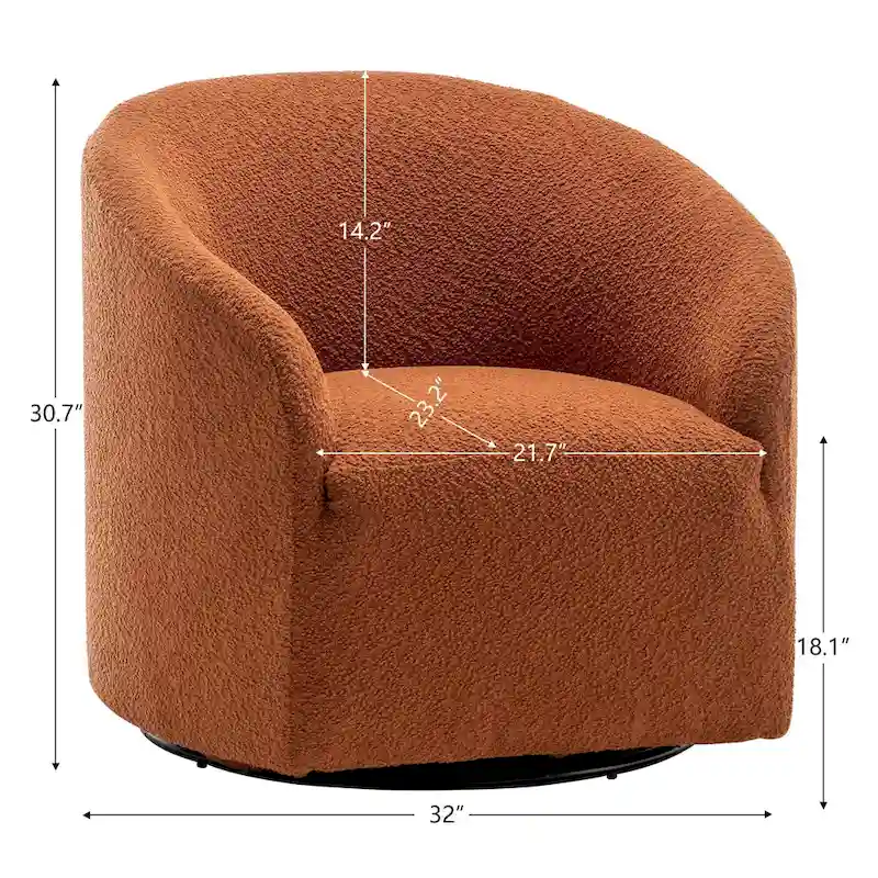 32W Boucle Upholstered Swivel Barrel Armchair (Set of 2)