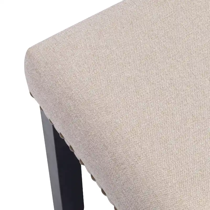 Modern 44 L Nailhead Trim Upholstered Bench with Wood Legs