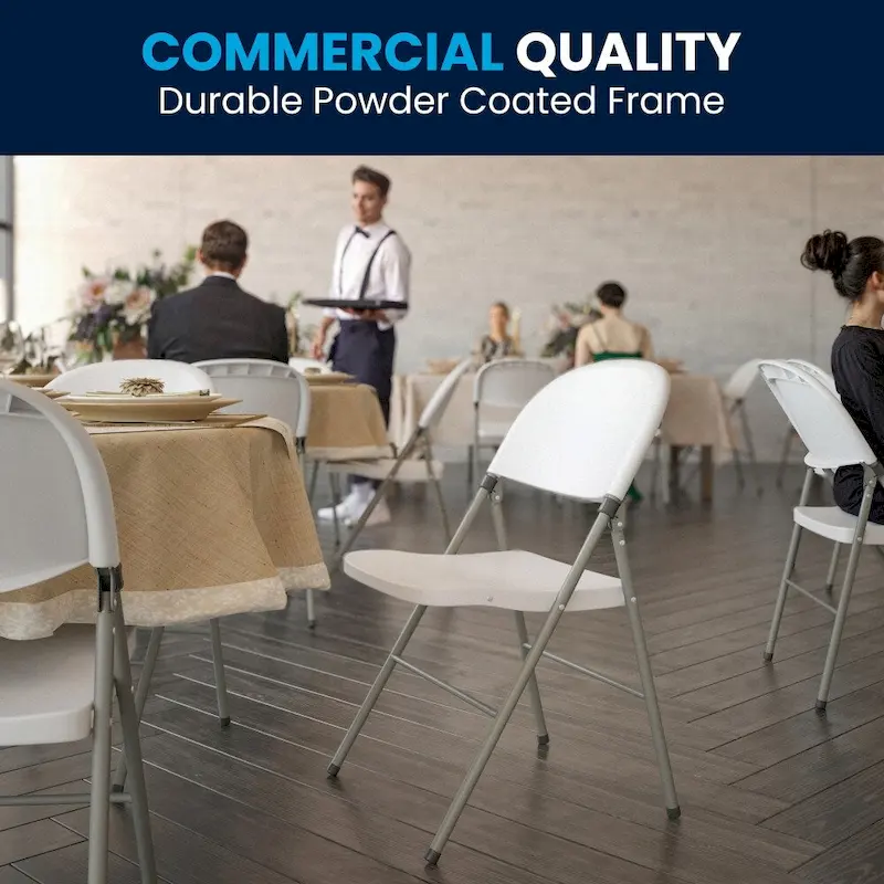 2 PK 330 lb. Capacity Plastic Folding Chair with Charcoal Frame