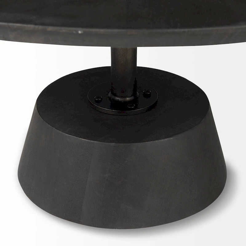Maxwell Dark Brown Wood w/Black Metal Pedestal Round Side Table