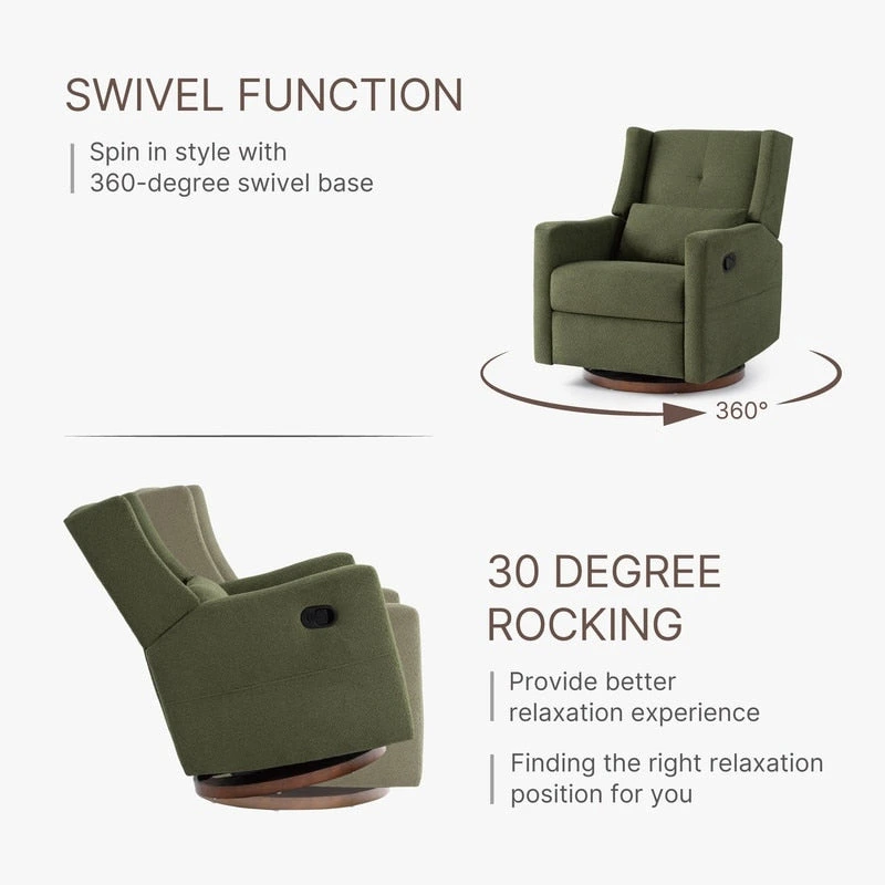 Lincoln Manual Swivel Glider Recliner with Lumbar Pillow