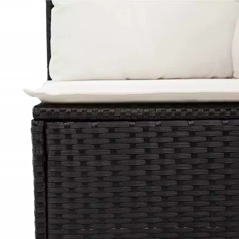 vidaXL Garden Sofa Set Black PE Rattan Large Adjustable Feet